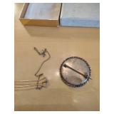 Victorian Era Photo Brooch with Chain