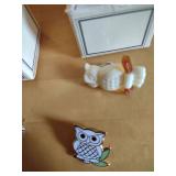 Avon Fashion Jewelry Pin Collection - Owl and Flower Basket