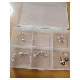 Pearl Stud Earrings Collection with Storage Case