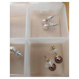 Pearl Stud Earrings Collection with Storage Case