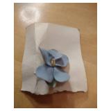 1940s Blue Flower Hair Pins and Cut Glass Dish Set