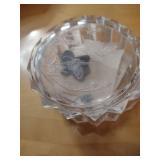 1940s Blue Flower Hair Pins and Cut Glass Dish Set