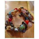 Multicolor Glass Bead Charm Bracelet