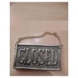 Open and closed brass sign 2 in by 3 in