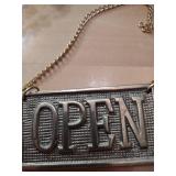 Open and closed brass sign 2 in by 3 in