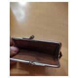 Mid-Century Leather Coin Purse with Kiss Lock Frame