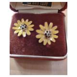 Karen Lynne Yellow Daisy Earrings with 14K Gold Posts