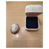 Shell Cameo Brooch with Original Box