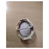 Shell Cameo Brooch with Original Box