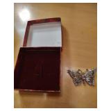 Crystal Studded Silver Butterfly Brooch