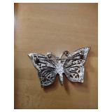 Crystal Studded Silver Butterfly Brooch