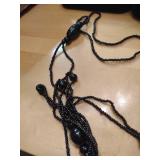 Black Glass Beaded Necklace from Underwood Family