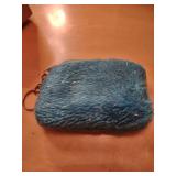 Blue Fuzzy vintage coin purse