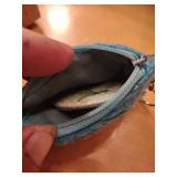 Blue Fuzzy vintage coin purse