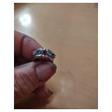 Multi-Color Crystal Sterling Silver Band Ring