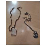 Sterling Silver Book Locket and Angel Pendant Set