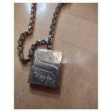 Sterling Silver Book Locket and Angel Pendant Set