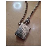 Sterling Silver Book Locket and Angel Pendant Set