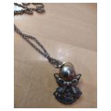 Sterling Silver Book Locket and Angel Pendant Set