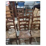 French Country Ladder Back Rush Seat Dining Chairs - Set of 6