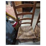 French Country Ladder Back Rush Seat Dining Chairs - Set of 6