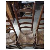 French Country Ladder Back Rush Seat Dining Chairs - Set of 6