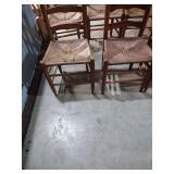 French Country Ladder Back Rush Seat Dining Chairs - Set of 6