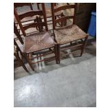French Country Ladder Back Rush Seat Dining Chairs - Set of 6