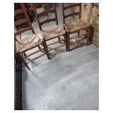 French Country Ladder Back Rush Seat Dining Chairs - Set of 6