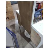 White Vanity with Blue Trim and Mirror