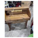 Wooden Roll Top Secretary Desk with Light