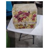 1940s Floral Decorated Wood Bread Box