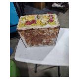1940s Floral Decorated Wood Bread Box