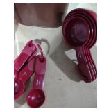 Tupperware Measuring Cups and Container Set - Brown and Burgundy