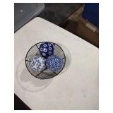 Blue and White Ceramic Decorative Balls Set