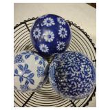 Blue and White Ceramic Decorative Balls Set