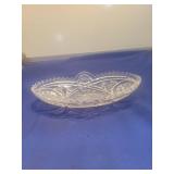 Cut Crystal Boat-Shaped Serving Dish