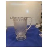 Pressed Glass Water Pitcher with Fan Pattern
