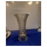 Cut Glass Trumpet Vase with Star Pattern