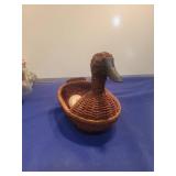 Woven Duck Basket with Carved Head