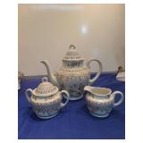 English Porcelain Tea Service Set with Floral Pattern