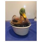 Ceramic Mallard Duck Container