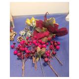 Holiday Berry and Poinsettia Decoration Set