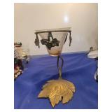 Decorative Leaf Base Glass Goblet