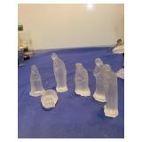 Frosted Glass Nativity Scene Figurines