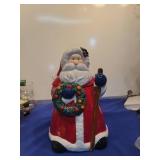 Ceramic Santa Claus cookie jar with Wreath