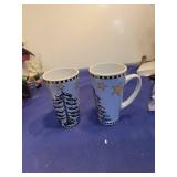 Winter Scene Tall Coffee Mugs Set