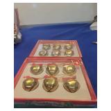 Gold Tone Metal Christmas Bell Ornaments Set