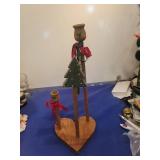 Wooden Heart Base Christmas Tree Candle Holder