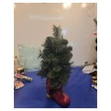 Christmas Boot Planter with Pine Tree